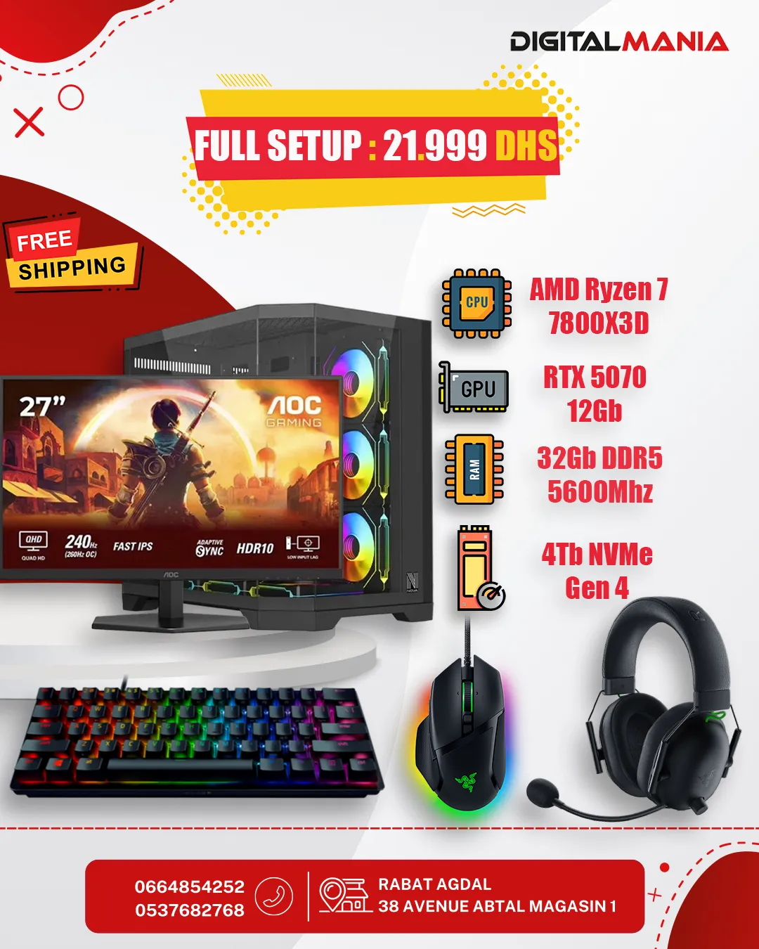 Full Setup RTX 5070 — Ryzen 7 7800X3D