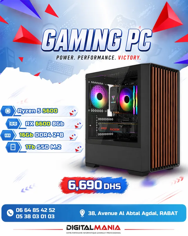 PC Gamer Ryzen 5 5600 + RX 6600 (Entrée de gamme)