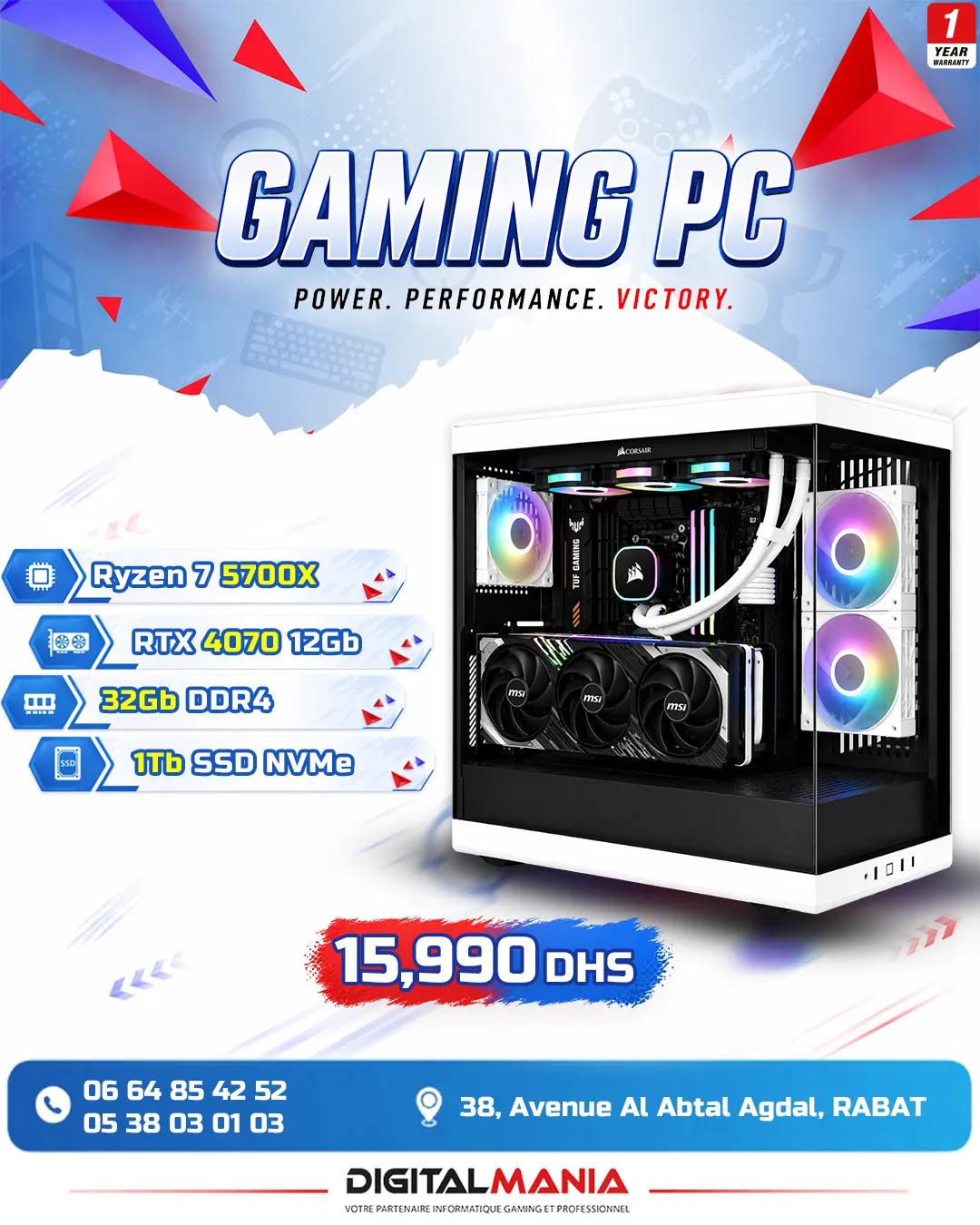 PC Gamer Ryzen 7 5700X + RTX 4070