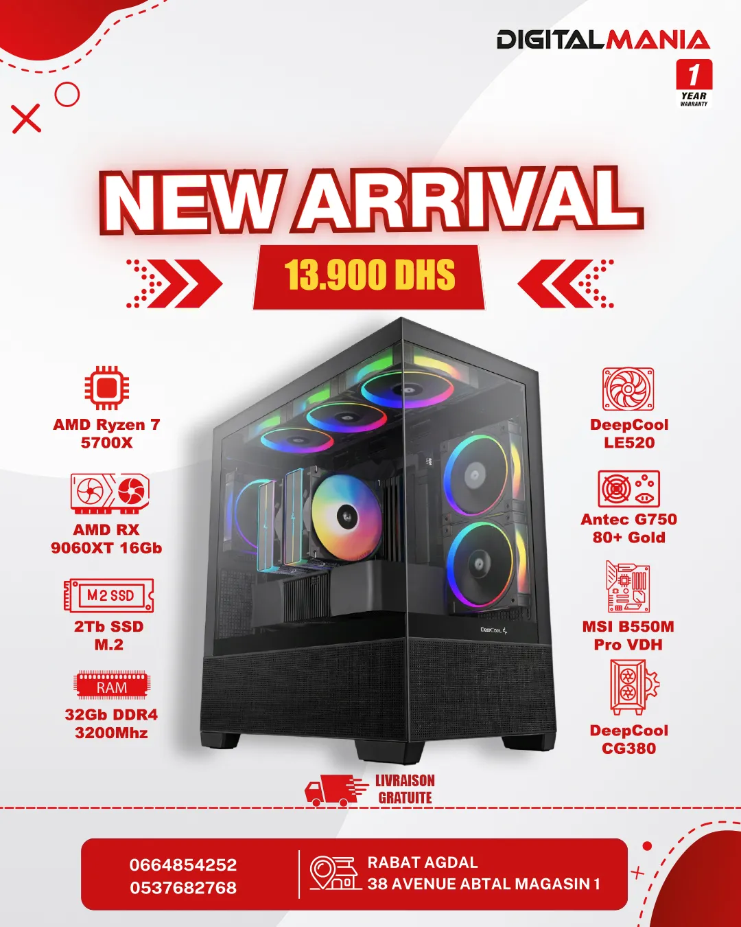 PC Gamer Ryzen 7 5700X + RX 9060XT