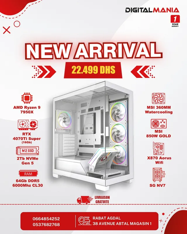 PC Gamer Ryzen 9 + RTX 4070Ti Super (Blanc)